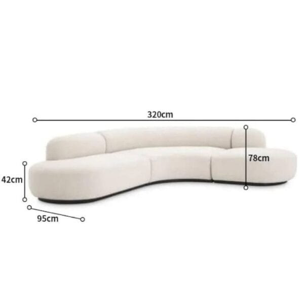 Boucle Curved Round Arm Sofa