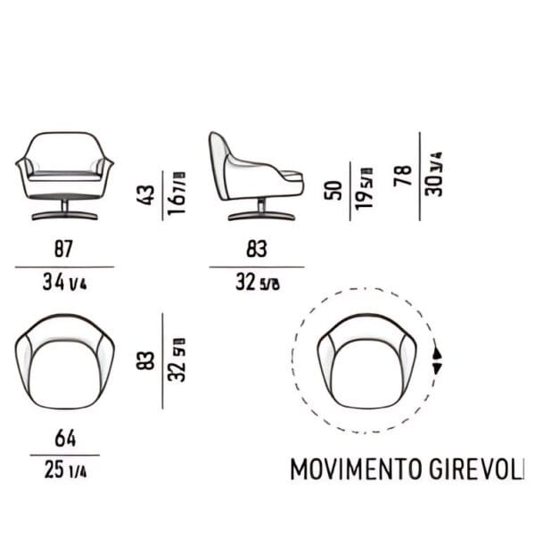 Leather armchair Dimensions